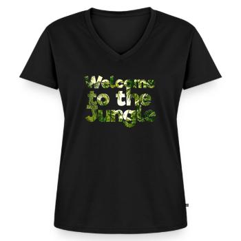 Dschungel Regenwald Naturschutz Amazonas - Frauen Premium Bio T-Shirt mit V-Ausschnitt - Schwarz - Vorne - AI Model Female 172 light (172cm)