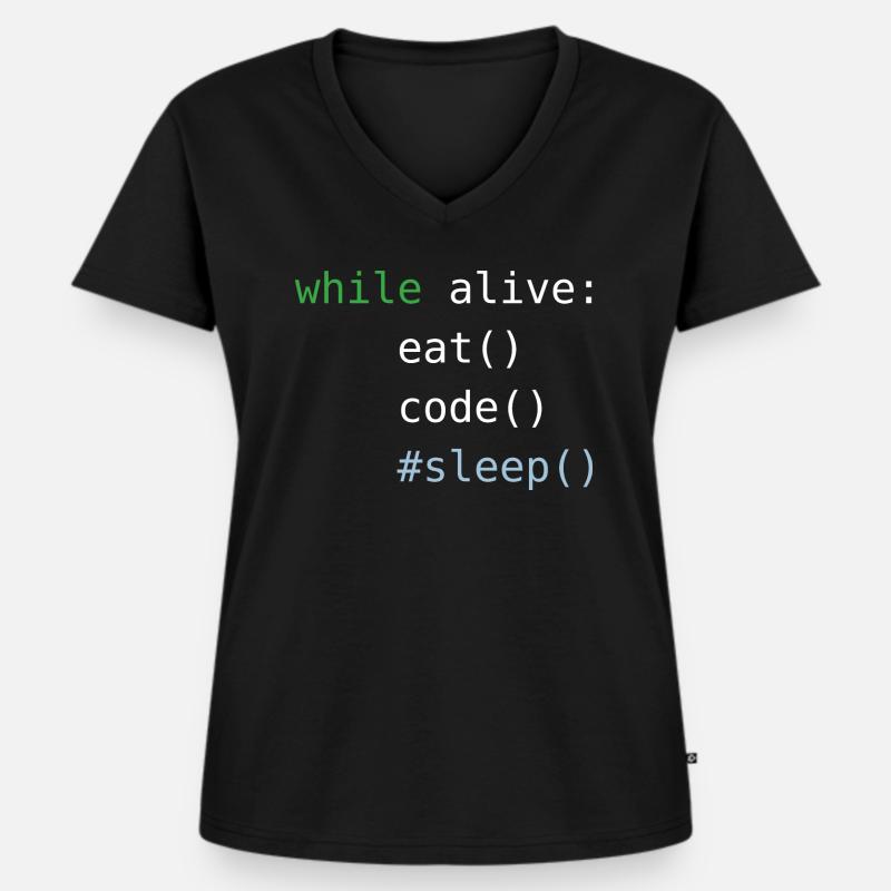 Code Python | Répéter le code de sommeil Manger | Programmation - T-shirt encolure en V Premium bio Femme - noir