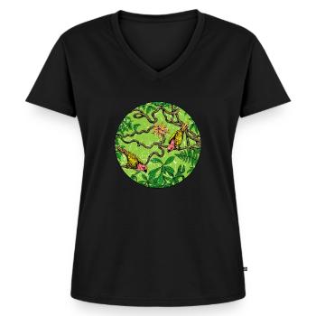Regenwald Tropen Umweltschutz Natur Klimawandel - Frauen Premium Bio T-Shirt mit V-Ausschnitt - Schwarz - Vorne - AI Model Female 172 light (172cm)