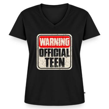 Teen Teeny Teens Teenager Pupertät - Frauen Premium Bio T-Shirt mit V-Ausschnitt - Schwarz - Vorne - AI Model Female 172 light (172cm)