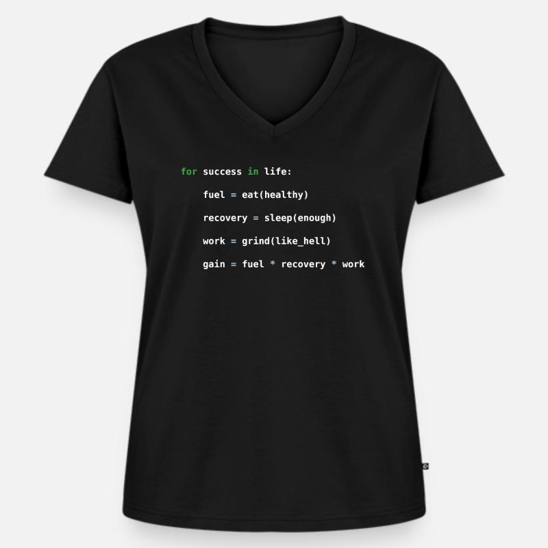 Python code, success, grinding, programming - Women's Premium Organic V-neck T-shirt - black