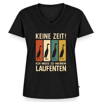 Laufenten Keine Zeit Ich Muss Zu Meinen Laufenten - Frauen Premium Bio T-Shirt mit V-Ausschnitt - Schwarz - Vorne - AI Model Female 172 light (172cm)