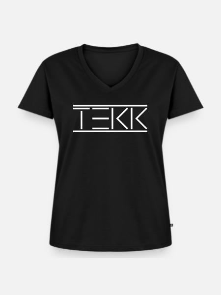 Tekk Logo - Frauen Premium Bio T-Shirt mit V-Ausschnitt - Schwarz