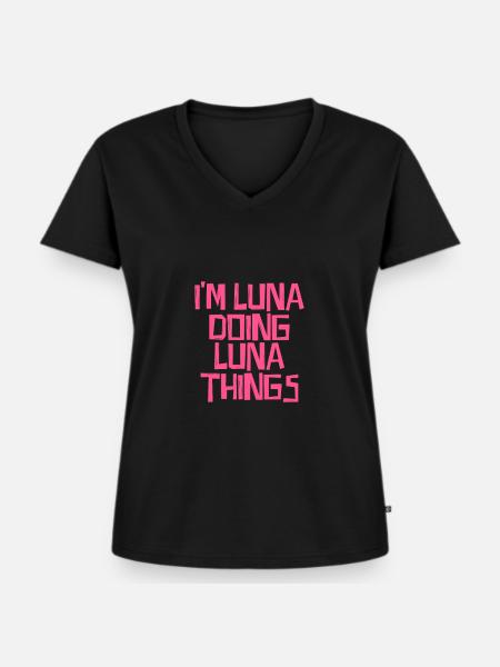 I'm Luna doing Luna things - Frauen Premium Bio T-Shirt mit V-Ausschnitt - Schwarz
