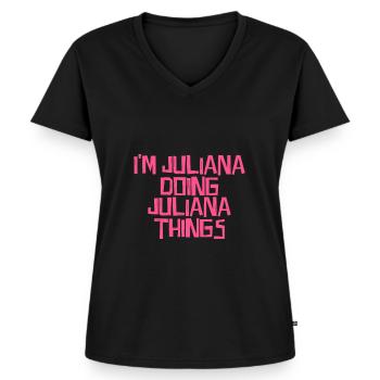 Ik ben Juliana die Juliana dingen doet - Vrouwen Premium Bio T-shirt met V-hals - zwart - Voor - AI Model Female 172 light (172cm)