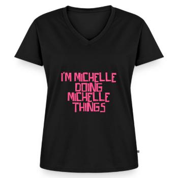 I'm Michelle doing Michelle things - Women's Premium Organic V-neck T-shirt - black - Front - AI Model Female 172 light (172cm)