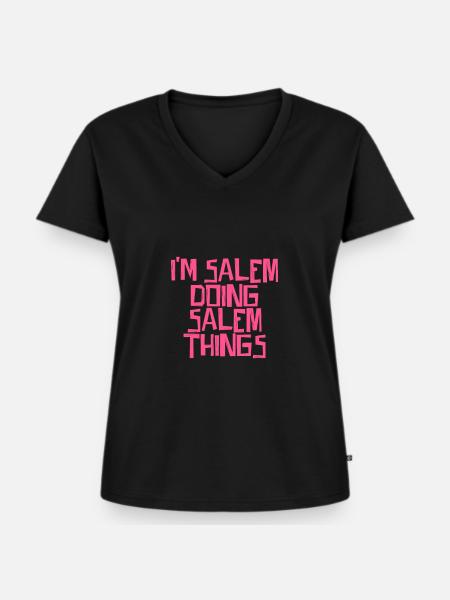 I'm Salem doing Salem things - Frauen Premium Bio T-Shirt mit V-Ausschnitt - Schwarz