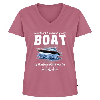 Captain Captain Boat Owner Boat - Women's Premium Organic V-neck T-shirt - mauve - Front - AI Model Female 172 dark (172cm)