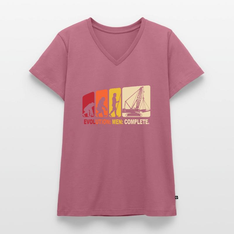 Kranführer Evolution Kranfahrer Frauen Premium Bio T-Shirt mit V-Ausschnitt