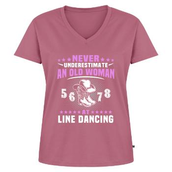 Sous-estimer Line Dance Woman - T-shirt encolure en V Premium bio Femme - mauve - Devant - AI Model Female 172 dark (172cm)