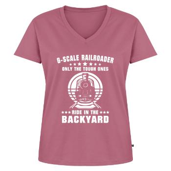 Garden Railway Model Railway G Gauge - Women's Premium Organic V-neck T-shirt - mauve - Front - AI Model Female 172 dark (172cm)