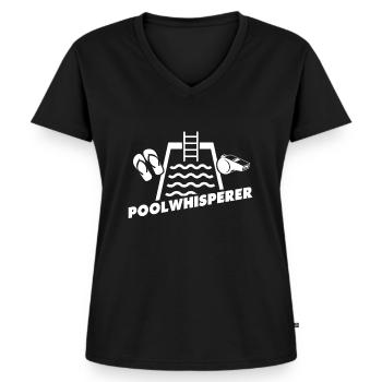 Schwimmmeister Bademeister - Frauen Premium Bio T-Shirt mit V-Ausschnitt - Schwarz - Vorne - AI Model Female 172 light (172cm)