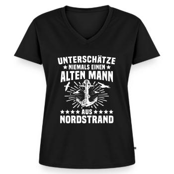 Nordstrand Nordstrander - Frauen Premium Bio T-Shirt mit V-Ausschnitt - Schwarz - Vorne - AI Model Female 172 light (172cm)