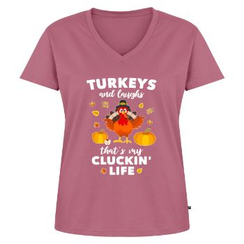 Truthahn Turkey - Frauen Premium Bio T-Shirt mit V-Ausschnitt - Mauve - Vorne - AI Model Female 172 dark (172cm)