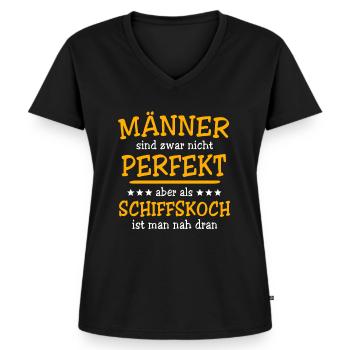 Schiffskoch Sprüche - Frauen Premium Bio T-Shirt mit V-Ausschnitt - Schwarz - Vorne - AI Model Female 172 light (172cm)
