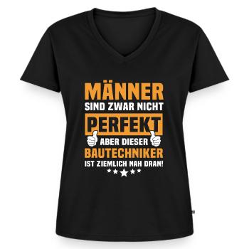 Lustige Bautechniker Sprüche - Frauen Premium Bio T-Shirt mit V-Ausschnitt - Schwarz - Vorne - AI Model Female 172 light (172cm)