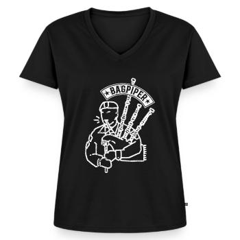 Bagpipe Music - Bagpiper Bagpiping Bagpipe Player - Frauen Premium Bio T-Shirt mit V-Ausschnitt - Schwarz - Vorne - AI Model Female 172 light (172cm)