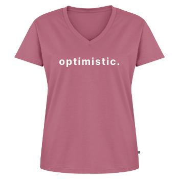 optimistic. - Frauen Premium Bio T-Shirt mit V-Ausschnitt - Mauve - Vorne - AI Model Female 172 dark (172cm)