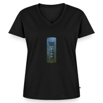 Le Roi et son Ombre - Design avec Couronne - T-shirt encolure en V Premium bio Femme - noir - Devant - AI Model Female 172 light (172cm)