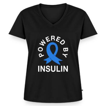 Alimenté par l’insuline - T-shirt encolure en V Premium bio Femme - noir - Devant - AI Model Female 172 light (172cm)