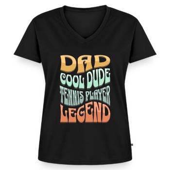 Papa joueur de tennis - T-shirt encolure en V Premium bio Femme - noir - Devant - AI Model Female 172 light (172cm)