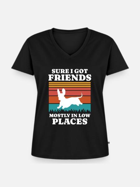 Dackel Spruch Teckel - Frauen Premium Bio T-Shirt mit V-Ausschnitt - Schwarz