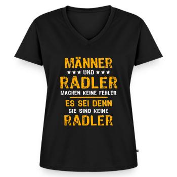 Radler Fahrrad Radeln - Frauen Premium Bio T-Shirt mit V-Ausschnitt - Schwarz - Vorne - AI Model Female 172 light (172cm)