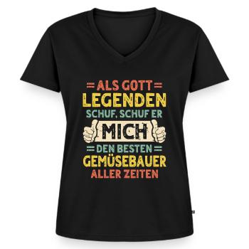 Maraîcher - T-shirt encolure en V Premium bio Femme - noir - Devant - AI Model Female 172 light (172cm)