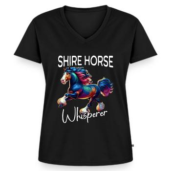 Shire Horse Flüsterer Pferd - Frauen Premium Bio T-Shirt mit V-Ausschnitt - Schwarz - Vorne - AI Model Female 172 light (172cm)