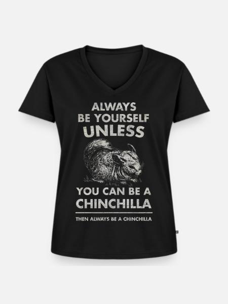 Chinchilla - Frauen Premium Bio T-Shirt mit V-Ausschnitt - Schwarz