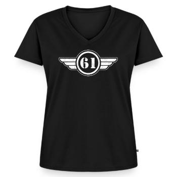 Trabzon - Frauen Premium Bio T-Shirt mit V-Ausschnitt - Schwarz - Vorne - AI Model Female 172 light (172cm)