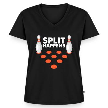 Bowlen Funny Bowler Geschenk Lustig - Frauen Premium Bio T-Shirt mit V-Ausschnitt - Schwarz - Vorne - AI Model Female 172 light (172cm)