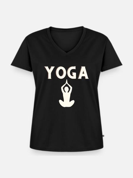 yoga - Frauen Premium Bio T-Shirt mit V-Ausschnitt - Schwarz