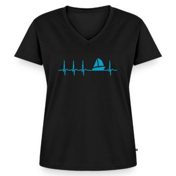 navigation à voile - T-shirt encolure en V Premium bio Femme - noir - Devant - AI Model Female 172 light (172cm)