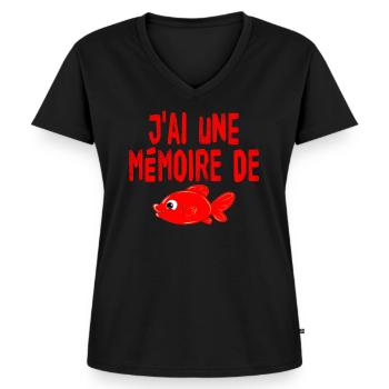 mémoire de poisson rouge - T-shirt encolure en V Premium bio Femme - noir - Devant - AI Model Female 172 light (172cm)