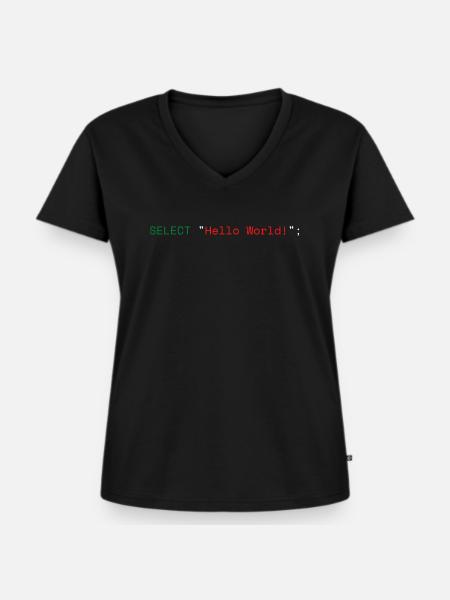 SQL Hello World - Frauen Premium Bio T-Shirt mit V-Ausschnitt - Schwarz