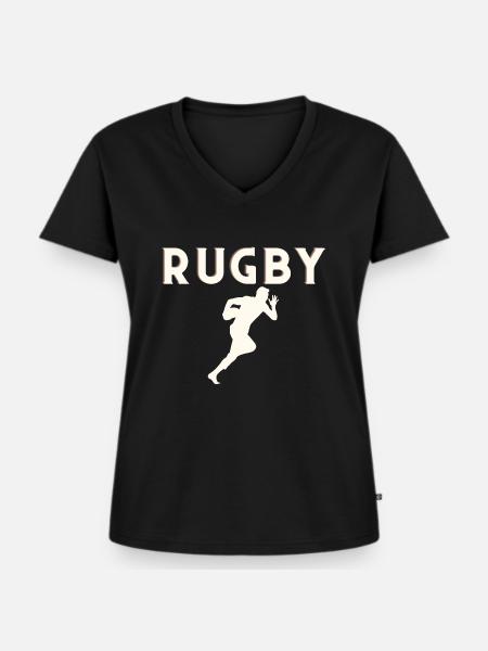 Rugby - Frauen Premium Bio T-Shirt mit V-Ausschnitt - Schwarz