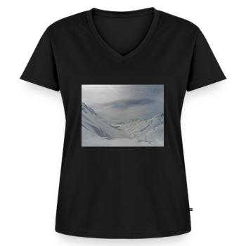 Streetwear POUDREUSE - T-shirt encolure en V Premium bio Femme - noir - Devant - AI Model Female 172 light (172cm)