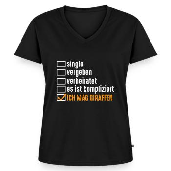 Giraffe Giraffen - Frauen Premium Bio T-Shirt mit V-Ausschnitt - Schwarz - Vorne - AI Model Female 172 light (172cm)