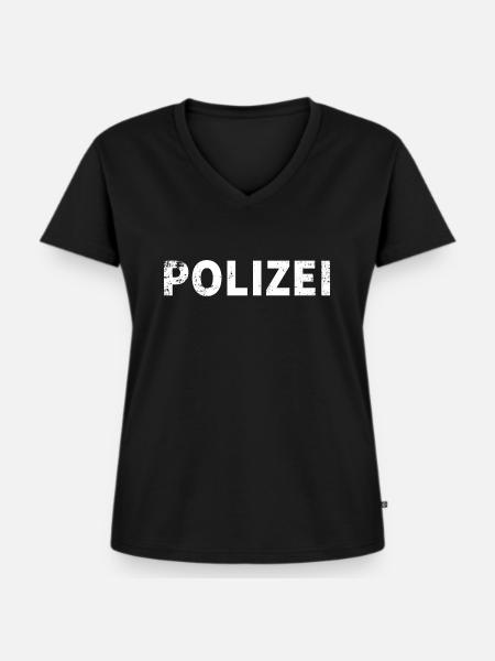 Polizei druck fasching karneval - Frauen Premium Bio T-Shirt mit V-Ausschnitt - Schwarz