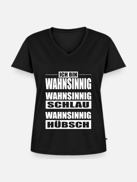 Stolz Wahnsinnig - Frauen Premium Bio T-Shirt mit V-Ausschnitt - Schwarz