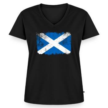 Schottland Flagge - Frauen Premium Bio T-Shirt mit V-Ausschnitt - Schwarz - Vorne - AI Model Female 172 light (172cm)
