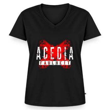 Acedia - Die Faulheit - Frauen Premium Bio T-Shirt mit V-Ausschnitt - Schwarz - Vorne - AI Model Female 172 light (172cm)