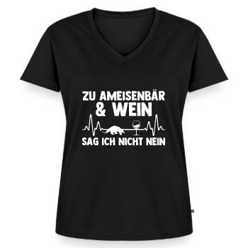 Ameisenbär - Frauen Premium Bio T-Shirt mit V-Ausschnitt - Schwarz - Vorne - AI Model Female 172 light (172cm)
