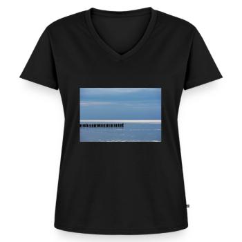 Silence - Women's Premium Organic V-neck T-shirt - black - Front - AI Model Female 172 light (172cm)