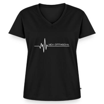 Nich Offräschn Dialekt DDR Ostdeutsch Osten - Frauen Premium Bio T-Shirt mit V-Ausschnitt - Schwarz - Vorne - AI Model Female 172 light (172cm)