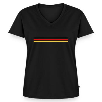 Trait Germany version 1 grand - Frauen Premium Bio T-Shirt mit V-Ausschnitt - Schwarz - Vorne - AI Model Female 172 light (172cm)