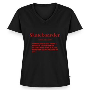Skateboarder Definition - Women's Premium Organic V-neck T-shirt - black - Front - AI Model Female 172 light (172cm)