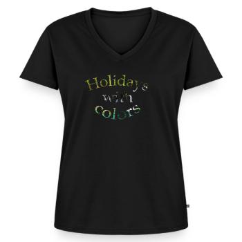 vacances - T-shirt encolure en V Premium bio Femme - noir - Devant - AI Model Female 172 light (172cm)