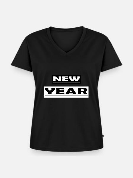 New Year - Frauen Premium Bio T-Shirt mit V-Ausschnitt - Schwarz